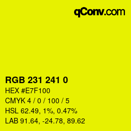 颜色代码: RGB 231 241 0 | qconv.com