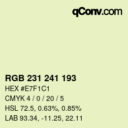 颜色代码: RGB 231 241 193 | qconv.com