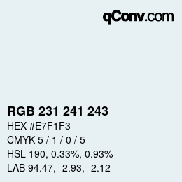 Color code: RGB 231 241 243 | qconv.com