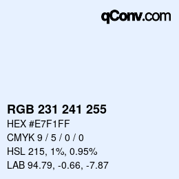 Color code: RGB 231 241 255 | qconv.com