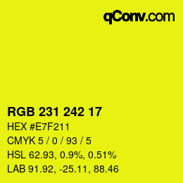 カラーコード: RGB 231 242 17 | qconv.com