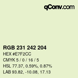 Color code: RGB 231 242 204 | qconv.com