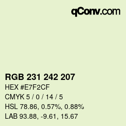 Color code: RGB 231 242 207 | qconv.com