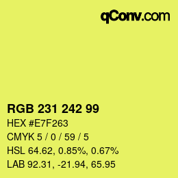 Color code: RGB 231 242 99 | qconv.com