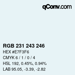Color code: RGB 231 243 246 | qconv.com