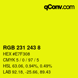 颜色代码: RGB 231 243 8 | qconv.com