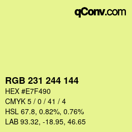 Color code: RGB 231 244 144 | qconv.com