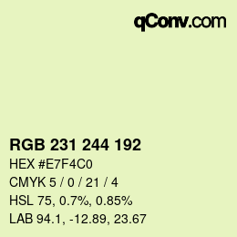 Color code: RGB 231 244 192 | qconv.com