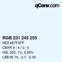 Código de color: RGB 231 245 255 | qconv.com