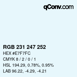 Farbcode: RGB 231 247 252 | qconv.com