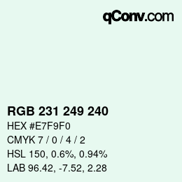 Code couleur: RGB 231 249 240 | qconv.com