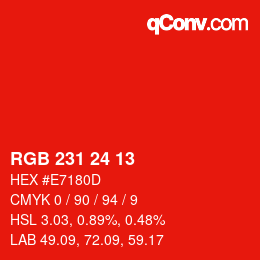 Color code: RGB 231 24 13 | qconv.com