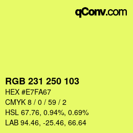 Color code: RGB 231 250 103 | qconv.com