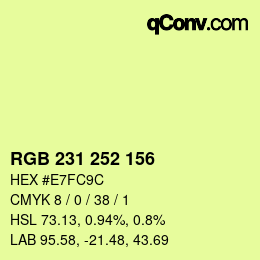 颜色代码: RGB 231 252 156 | qconv.com