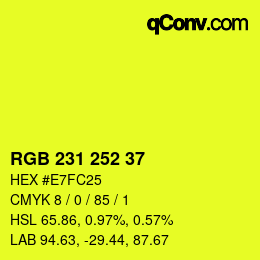 カラーコード: RGB 231 252 37 | qconv.com