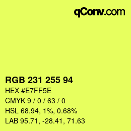 Code couleur: RGB 231 255 94 | qconv.com