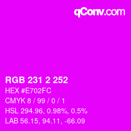 Color code: RGB 231 2 252 | qconv.com