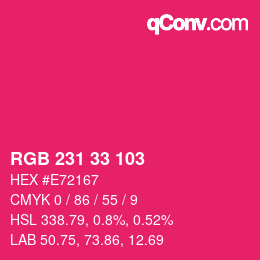 Color code: RGB 231 33 103 | qconv.com