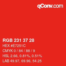 カラーコード: RGB 231 37 28 | qconv.com