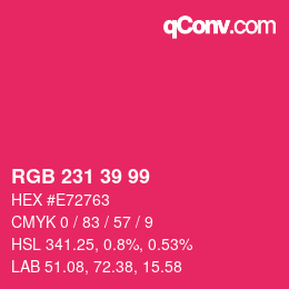 Code couleur: RGB 231 39 99 | qconv.com