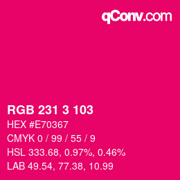 Color code: RGB 231 3 103 | qconv.com