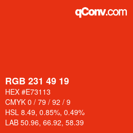 颜色代码: RGB 231 49 19 | qconv.com