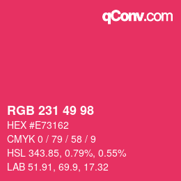 Color code: RGB 231 49 98 | qconv.com