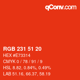 Color code: RGB 231 51 20 | qconv.com