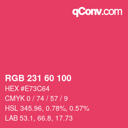 颜色代码: RGB 231 60 100 | qconv.com