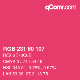 颜色代码: RGB 231 60 107 | qconv.com