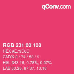 颜色代码: RGB 231 60 108 | qconv.com