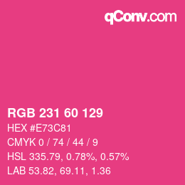 颜色代码: RGB 231 60 129 | qconv.com