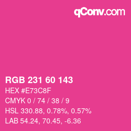 颜色代码: RGB 231 60 143 | qconv.com