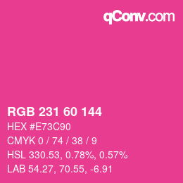 颜色代码: RGB 231 60 144 | qconv.com