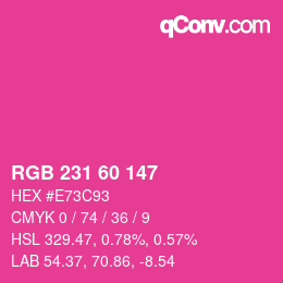 颜色代码: RGB 231 60 147 | qconv.com