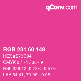 颜色代码: RGB 231 60 148 | qconv.com