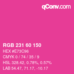 颜色代码: RGB 231 60 150 | qconv.com