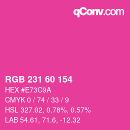 颜色代码: RGB 231 60 154 | qconv.com