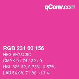颜色代码: RGB 231 60 156 | qconv.com