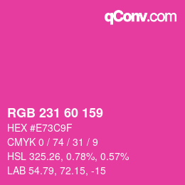 颜色代码: RGB 231 60 159 | qconv.com