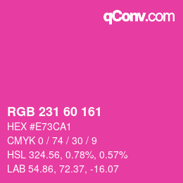 颜色代码: RGB 231 60 161 | qconv.com