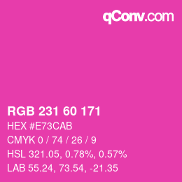 颜色代码: RGB 231 60 171 | qconv.com