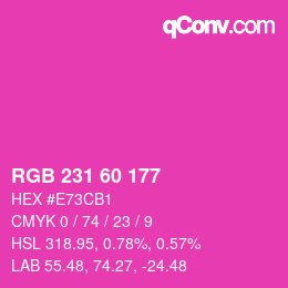 颜色代码: RGB 231 60 177 | qconv.com