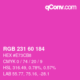 颜色代码: RGB 231 60 184 | qconv.com