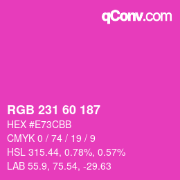 颜色代码: RGB 231 60 187 | qconv.com