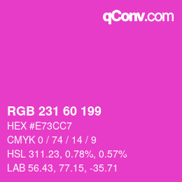 颜色代码: RGB 231 60 199 | qconv.com