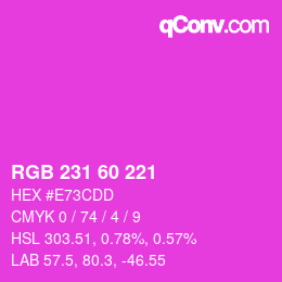 颜色代码: RGB 231 60 221 | qconv.com