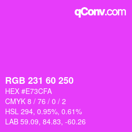 カラーコード: RGB 231 60 250 | qconv.com