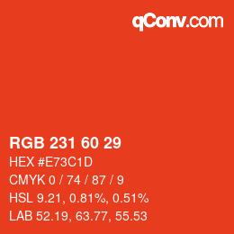 カラーコード: RGB 231 60 29 | qconv.com
