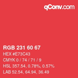 颜色代码: RGB 231 60 67 | qconv.com